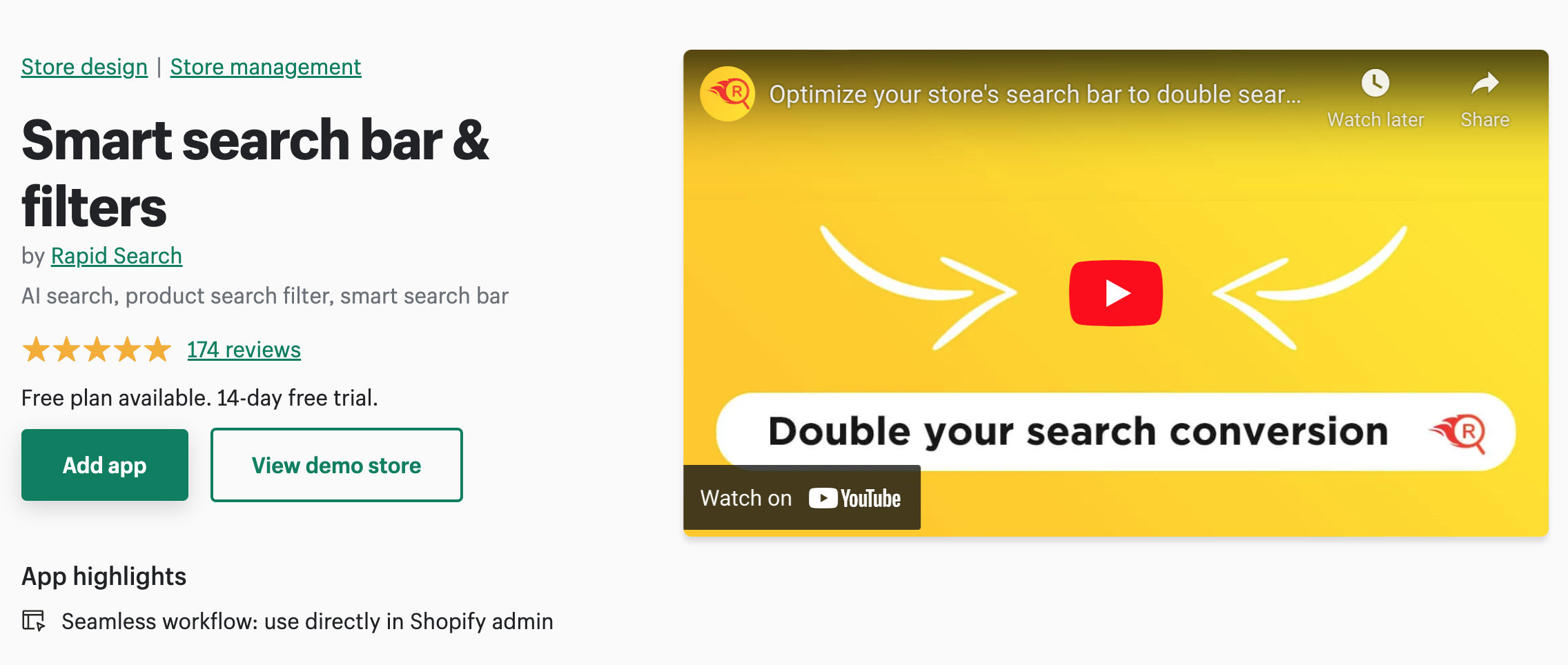 Smart Search Bar & Filters by Rapid Search