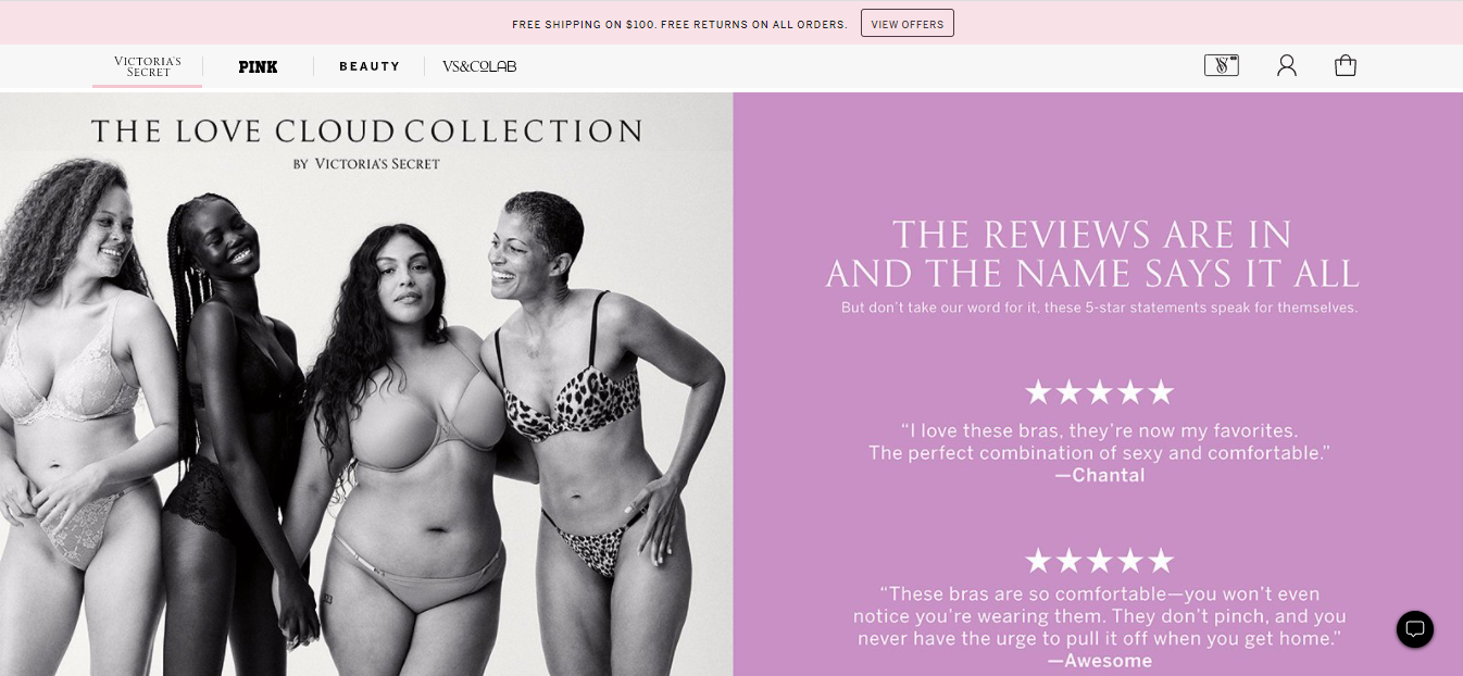 Victoria’s Secret homepage