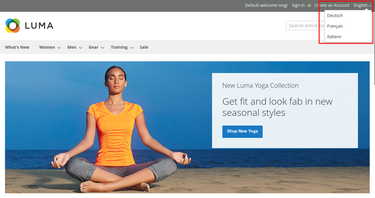 language switchers Magento 2