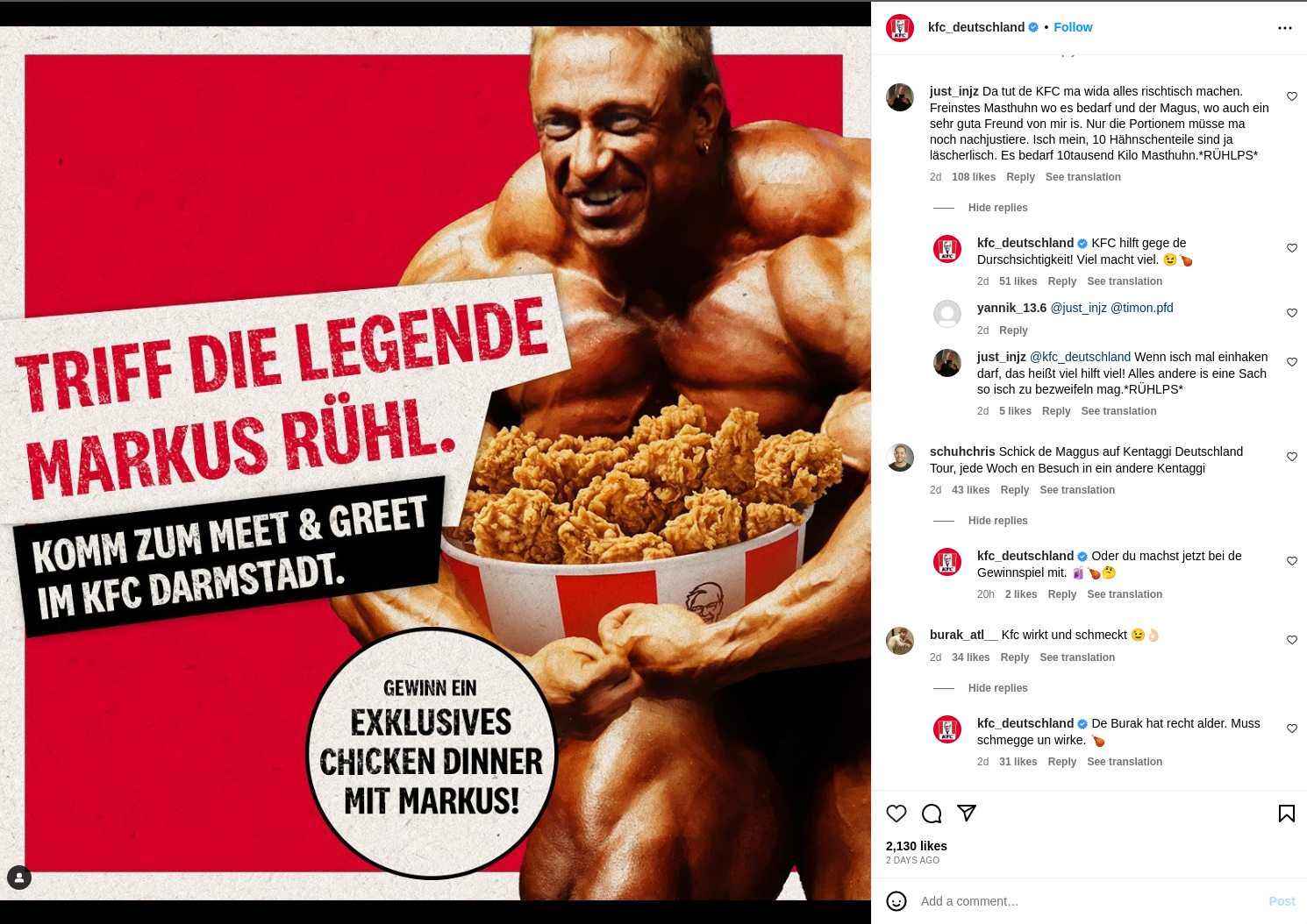 kfc answers all comments in social media