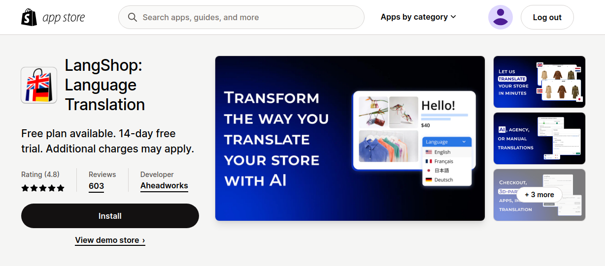 langshop language translation app for shopify