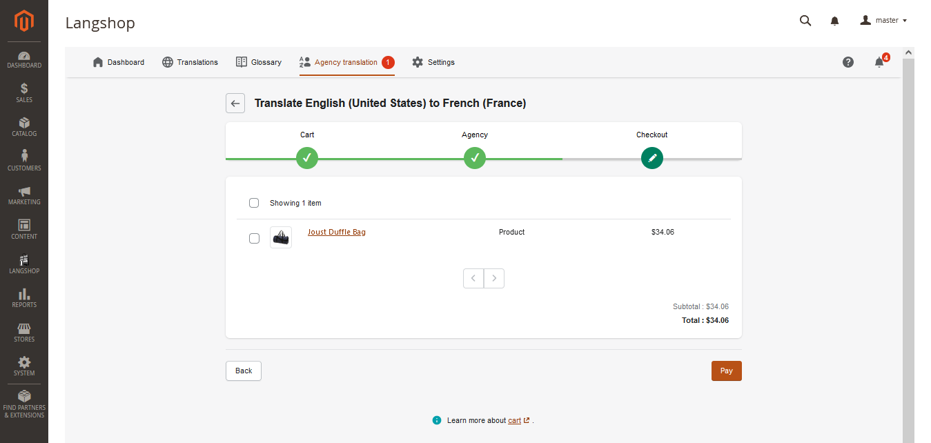 Order human translation of products