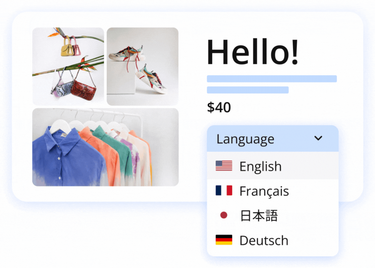 An example of how a translation appears on the page.